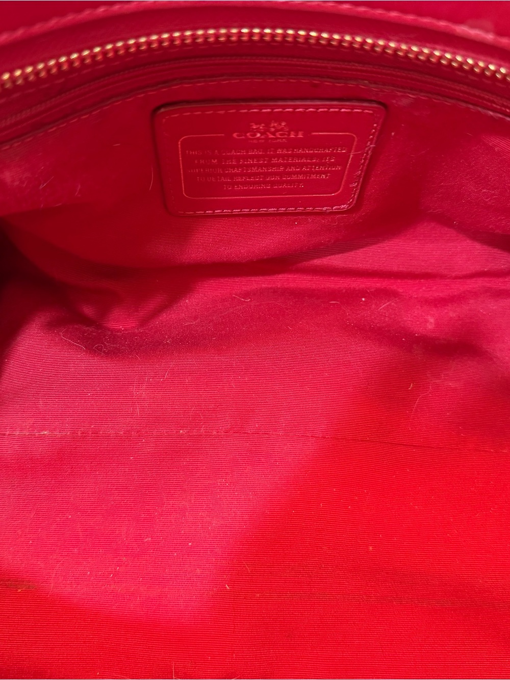 Coach Blake Red Pebbled Leather Satchel with Gold-Tone Hardware - Picture 6 of 10